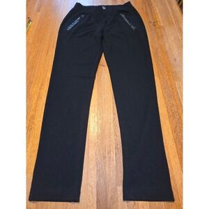 Contact Women Small Black Elastic Waist Pull On Zipper Pocket Straight Leg Pants